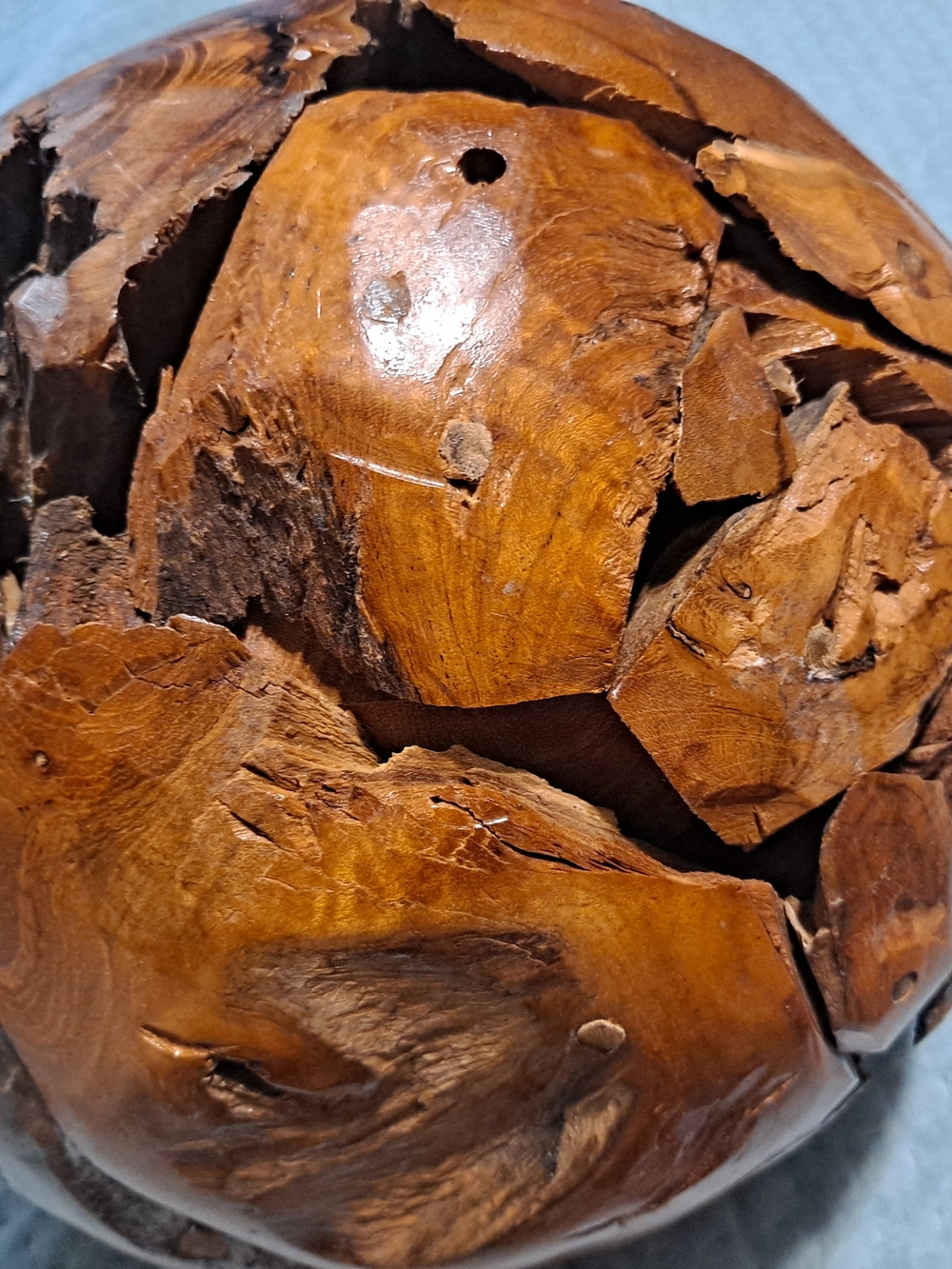 Rustic Brown Wooden Decorative Sphere - Home Accents